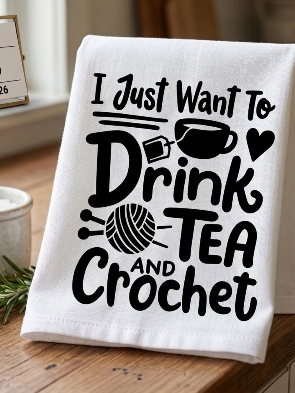 New!  Tea and Crochet Cotton Kitchen Towel - White Made to order!